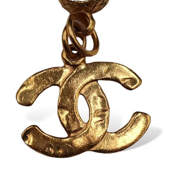 Vintage CHANEL Gold-Tone Woven Rope Chain-Link Necklace & Large "CC" Pendant - Picture 7 of 12